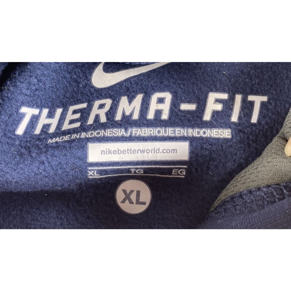 Nike Therma-Fit Tartan Football Hoodie Navy Blue Pullover Sweatshirt Men Size XL - Picture 4 of 6